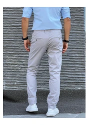 ACTUAL بنطال تشينو بقصة ضيقة للرجال 634-رمادي