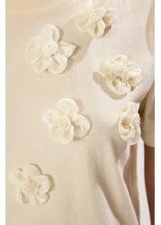  Collection 100% Cotton Accessory T-Shirt with Flower Detail - Twoss25Ts00026
