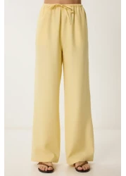 Lovelyİstanbul طقم بنطلون قميص كتان أصفر LDP0058