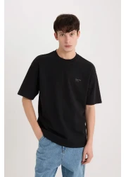 Defacto تي شيرت Boxy Fit برقبة دائرية وأكمام قصيرة من القماش الثقيل D5507AX25SP