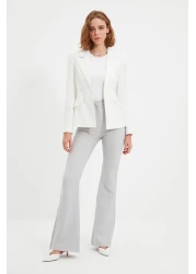  Collection Gray Spanish Leg Flare Woven Fabric Trousers Tofaw19Bb0581