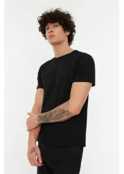  Collection Black Slim Fit Crew Neck 100% Cotton T-Shirt - Tmnss19Bo0001
