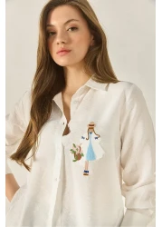 Bianco Lucci Women's Embroidery Detailed Long Sleeve Ayrobin Shirt MG5166 60283242