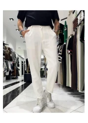 Higo Man بنطلون رجالي من القطن والكتان بقصة Boyfriend