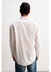 GIESTO Oversized Draped Light Linen Shirt