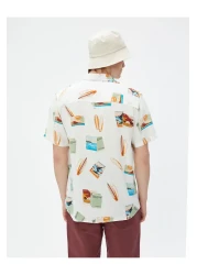 Koton Short Sleeve Shirt Summer Themed Surf Detailed Classic Collar