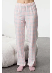  Collection Plaid Pink-Multicolor Knitted Pajamas Set Thmaw25Pt00181