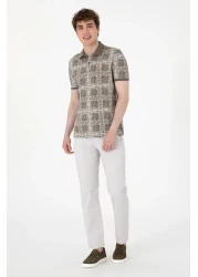 U.S. Polo Assn. Men's Regular Fit Polo Neck Mink Patterned T-Shirt 50299641-Vr052