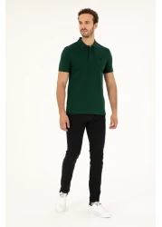 U.S. Polo Assn. Men's Slim Fit Polo Neck Dark Green Basic T-Shirt 50279573 -Vr079