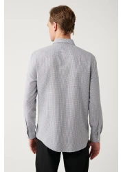 Avva Men's Black Buttoned Collar Cotton Easy-Iron Shirt A32Y2089