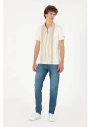 U.S. Polo Assn. Men's Oversize Fit Crew Neck Ecru T-Shirt 50281926 -Vr019