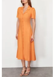  Collection Orange Midi Woven Shirt Dress TWOSS24EL00448