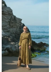 LOCCO Women's Lined Tulle Dress Oil Green