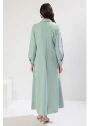  Modest Khaki Battery Detailed Cotton Woven Shirt Dress Tctss25Eb00060