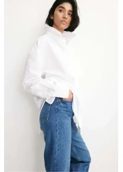 H&M بنطلون جينز واسع وعالي الخصر