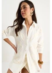 Bianco Lucci Women's Süzene Embroidered Oversize Muslin Shirt 2094 60283361