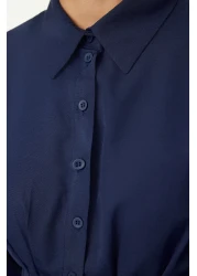  Collection Dark Navy Blue Woven Shirt - Waist Fitted Model TWOAW24GO00186