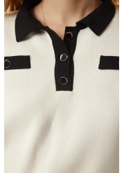 Happiness İstanbul Women's Cream Polo Neck Knitwear Blouse YY00197
