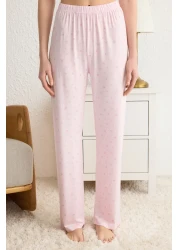  Collection طقم بيجامة محبوكة بطبعة زهور وردية - ربطة عنق وأشرطة THMSS24PT00233