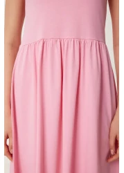 Happiness İstanbul Women's Pink Halter Neck Basic Summer Knitted Dress Cr00474