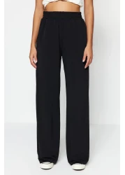  Collection High Waist Stretch Knitted Pants - Black Relaxed Fit Wide Leg TWOSS23PL00129