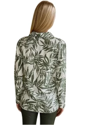 Cassime Women's Green Leaf Patterned Long Sleeve Viscose Shirt S-M-L-Xl-2Xl-3Xl