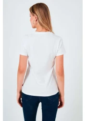 Levi's تي شيرت أبيض بشعار Housemark للسيدات - 17369-1310