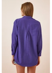 Happiness İstanbul Women's Purple Oversize Long Basic Shirt DD00842
