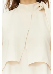  Modest فستان منسوج بياقة حجرية وربطة عنق TCTSS23EB00283