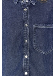  Collection قميص دينم كبير الحجم باللون الأزرق الداكن - 100% من القصدير ™ TWOSS24GO00141