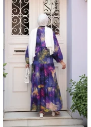 LOCCO Women's Galaxy Patterned Dress Purple