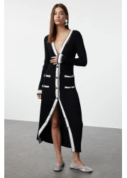  Collection Color Blocked Black Maxi Knitwear Dress - TWOAW24EL00017