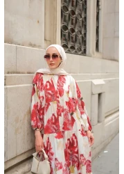 LOCCO Women's Print Patterned Dress Red