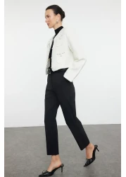  Collection Black Basic Cigarette Narrow Leg Woven Fabric Trousers Twoss19St0038