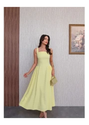 ESRAHELVACI Square Neck Thick Strap Midi Dress