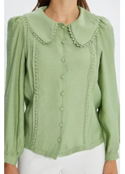  Collection Baby Collar Mint Lace Detailed Shirt - Regular Fit, Woven, TWOSS21GO0035