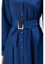  Modest Saks Belted Woven Shirt Dress Tctss25Eb00064