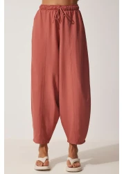 Happiness İstanbul Women's Dusty Rose Pocket Linen Viscose Shalwar Trousers CV00001