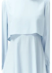  Modest Light Blue Aller Piece Detail Woven Dress Tctss24Eb00190