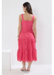  Collection Pink Plain Midi Woven Dress Twoss23El00156