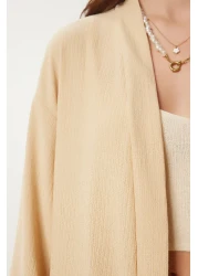 Happiness İstanbul Women's Cream Kimono Trousers Knitted Set BY00050