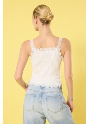  Collection Ecru Lace Detailed Thin Knitwear Blouse Twoss25Bz00177