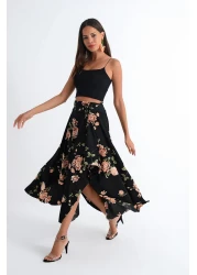 Cool & Sexy Women's Black-Powder Asymmetrical Skirt LV81