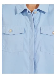 Styli قميص كبير الحجم من قماش التويل مع جيوب ذات غطاء