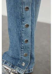  Collection Blue - More Sustainable Wide Leg Jeans with High Waist and Accessory Detail Twoaw25Je00028