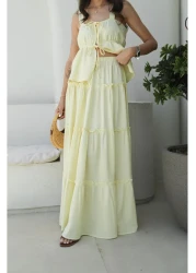 Havoş Light Yellow Mendoza Blouse Skirt Suit