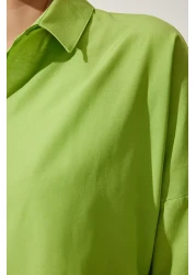 Happiness İstanbul Women's Pistachio Green Oversize Long Basic Shirt DD00842