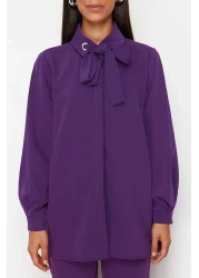  Modest Purple Bird Eye Detailed Aerobin Woven Lower Upper Set TCTSS24US00054