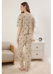  Collection طقم بيجامة محبوكة بتفاصيل مطاطية على شكل قلب بالنعناع THMSS24PT00404