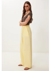 Lovelyİstanbul بنطلون موسلين بالازو أصفر LMX0008
